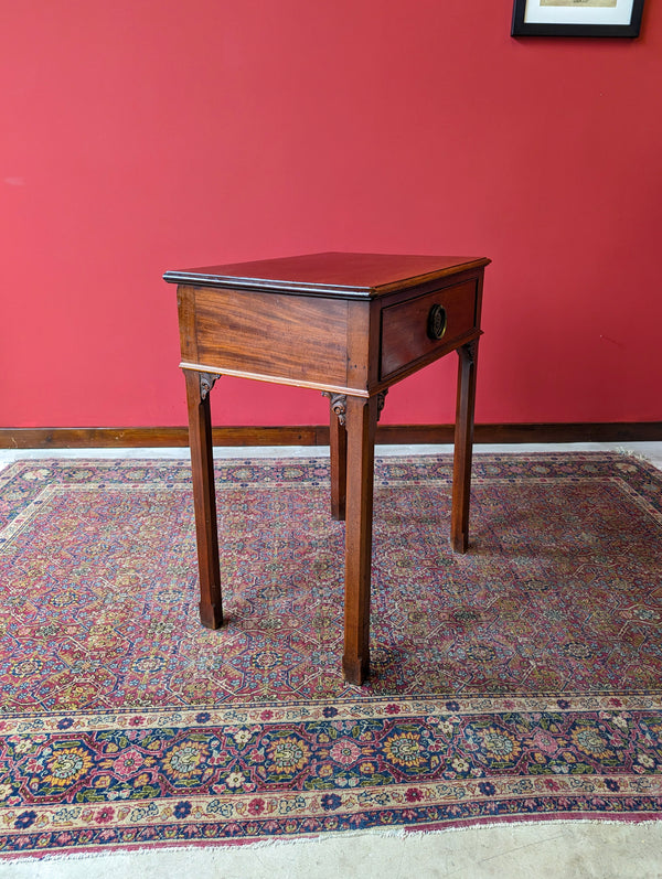 Antique Early Victorian Single Drawer Mahogany Side Table / Bedside Table / Hall Table