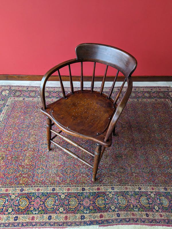 Antique Elm Captains Chair / Desk Chair Circa 1900