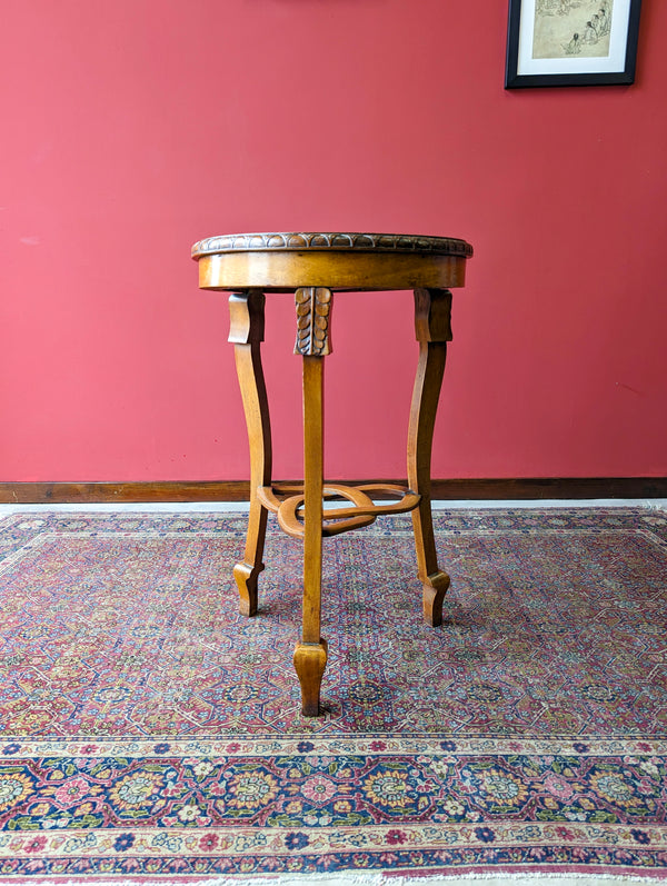 Antique Arts & Crafts Circular Golden Oak Side Table Circa 1900