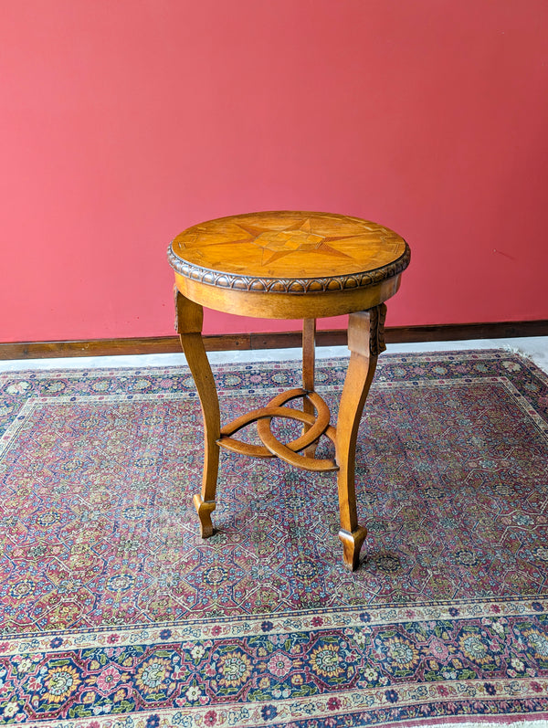 Antique Arts & Crafts Circular Golden Oak Side Table Circa 1900