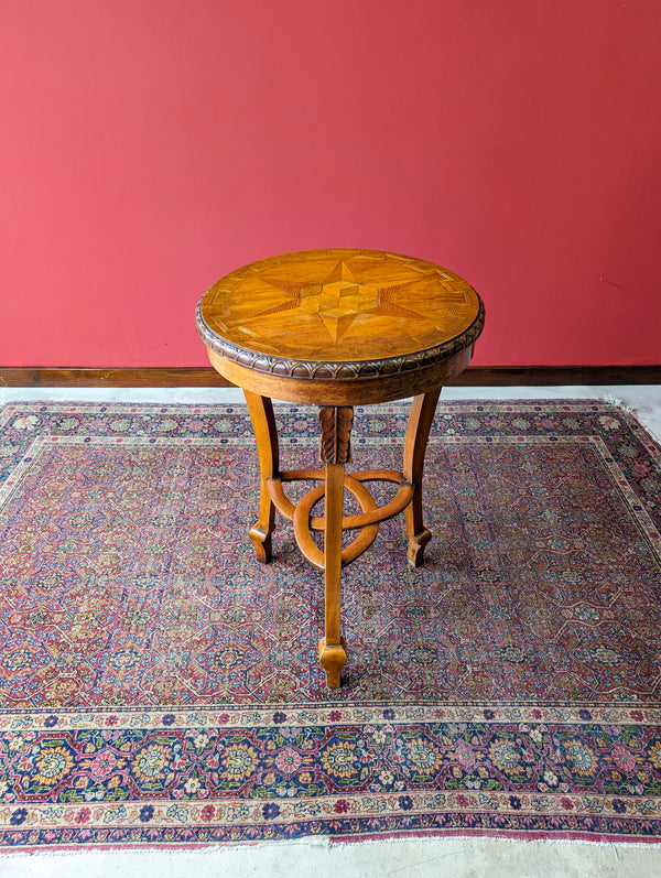 Antique Arts & Crafts Circular Golden Oak Side Table Circa 1900