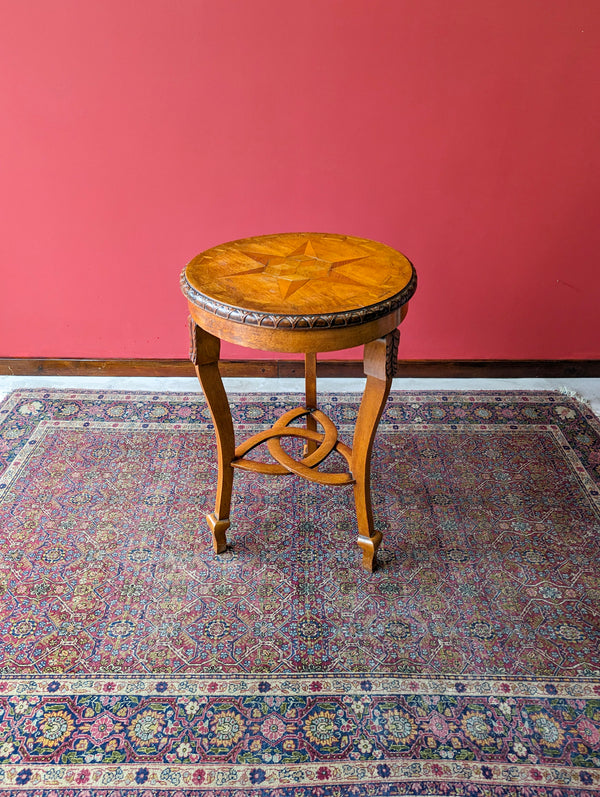 Antique Arts & Crafts Circular Golden Oak Side Table Circa 1900