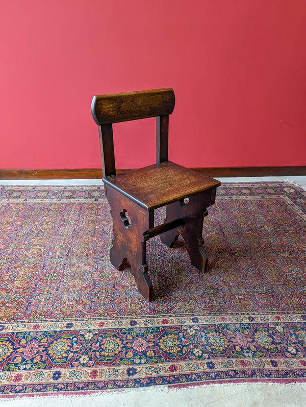 Antique Oak Arts & Crafts Diminutive Church Chair