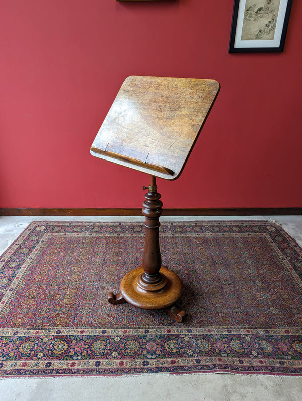 Antique Victorian Rise & Fall Mahogany Reading Table / Music Stand / Side Table