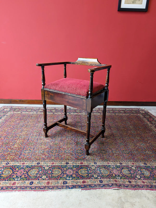 Antique Edwardian Mahogany Piano Stool with Seat Back