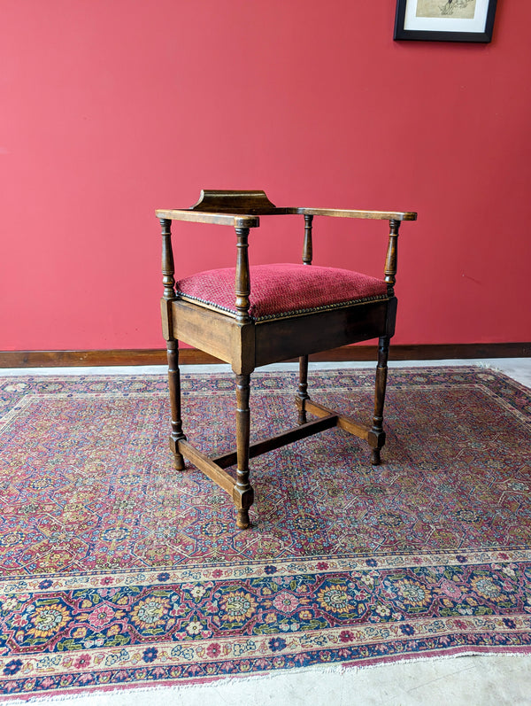 Antique Edwardian Mahogany Piano Stool with Seat Back