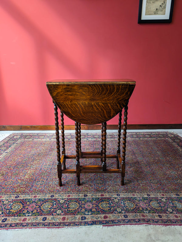 Antique Edwardian Oak Bobbin Gateleg Side Table