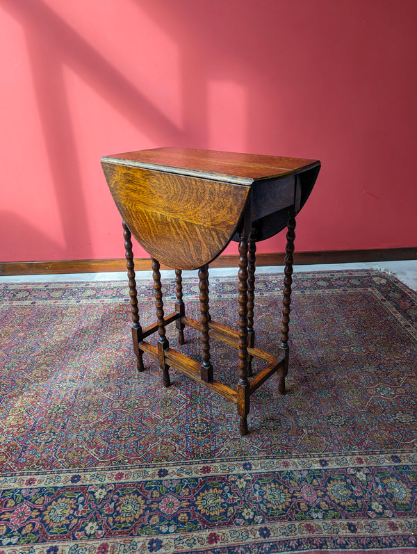 Antique Edwardian Oak Bobbin Gateleg Side Table