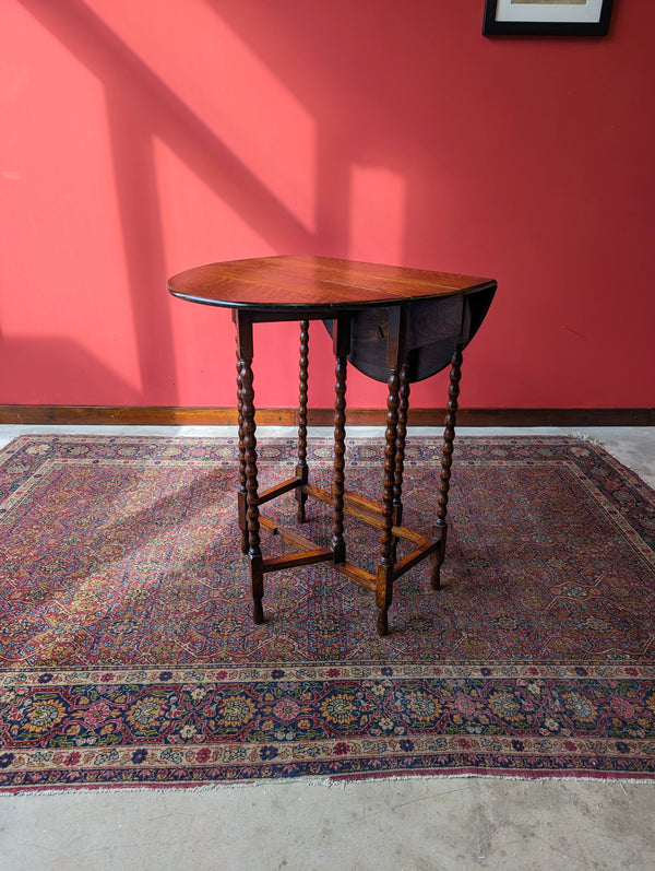 Antique Edwardian Oak Bobbin Gateleg Side Table