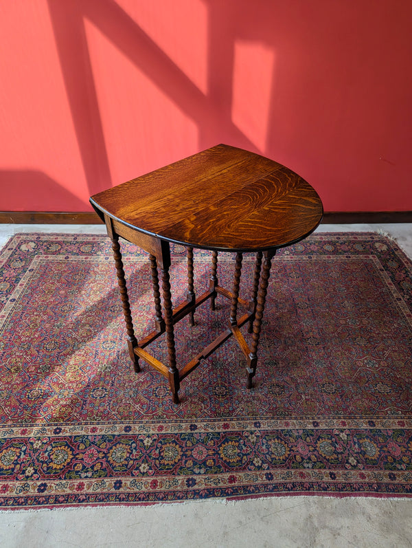 Antique Edwardian Oak Bobbin Gateleg Side Table