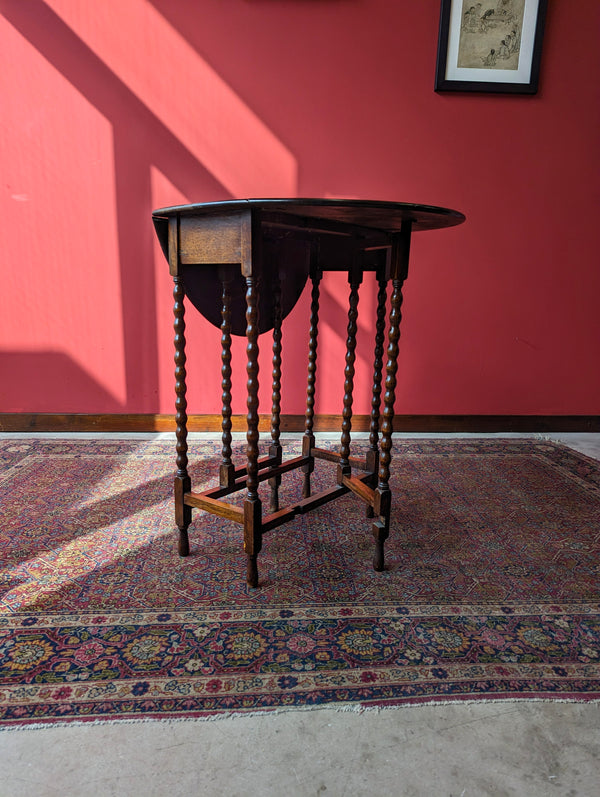 Antique Edwardian Oak Bobbin Gateleg Side Table