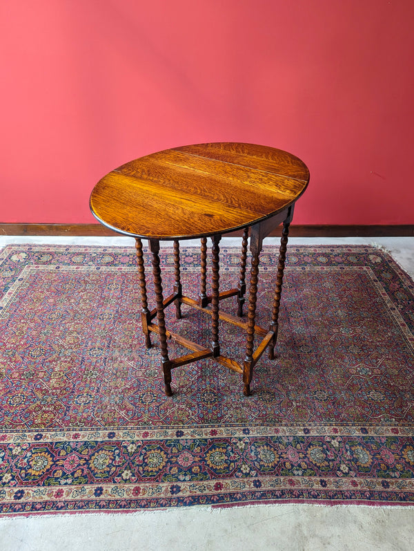 Antique Edwardian Oak Bobbin Gateleg Side Table