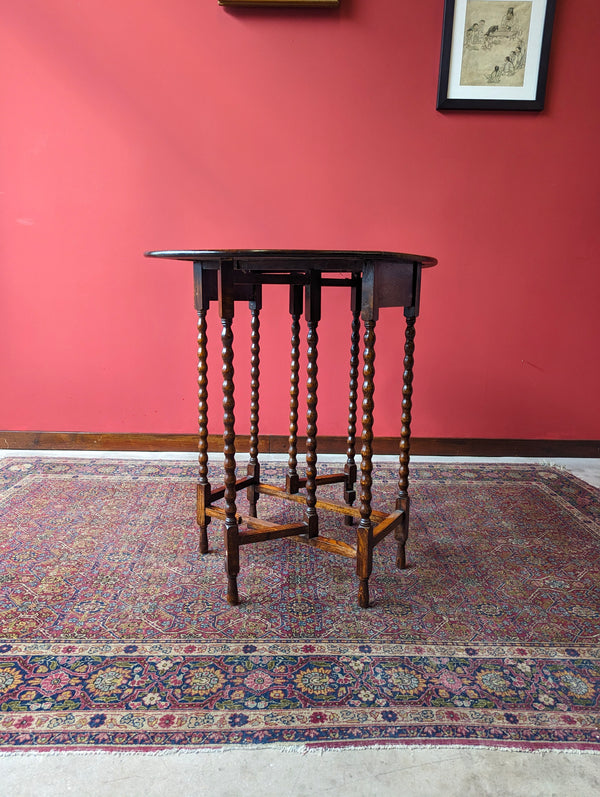 Antique Edwardian Oak Bobbin Gateleg Side Table