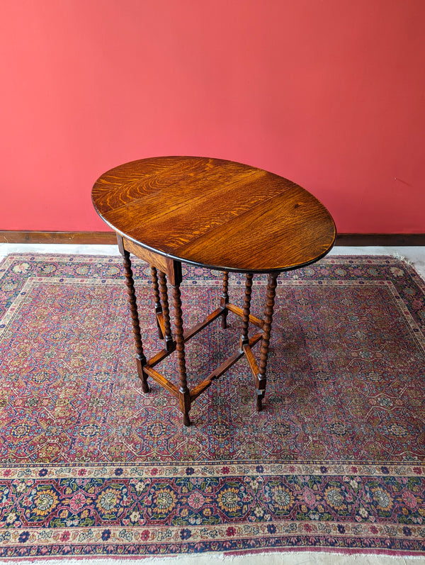 Antique Edwardian Oak Bobbin Gateleg Side Table