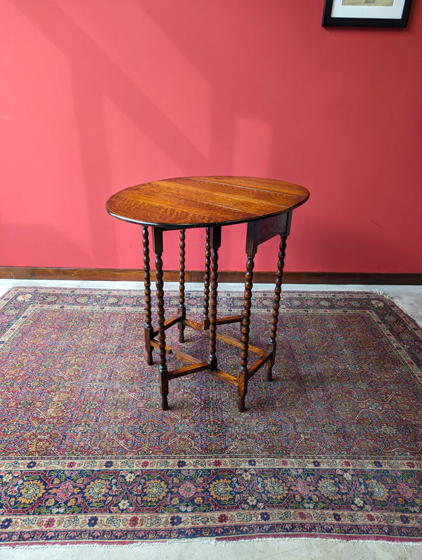 Antique Edwardian Oak Bobbin Gateleg Side Table