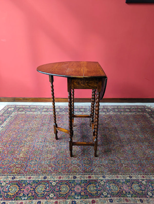 Antique Edwardian Oak Bobbin Gateleg Side Table