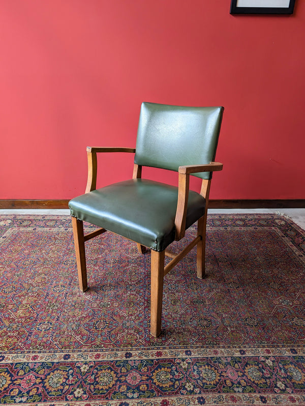Mid Century Light Oak Upholstered Office Chair / Desk Chair