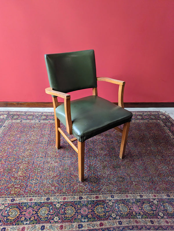 Mid Century Light Oak Upholstered Office Chair / Desk Chair