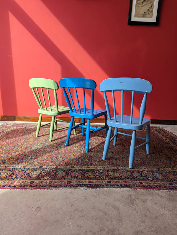 Set of 3 Antique Victorian Painted Child’s Windsor Chairs