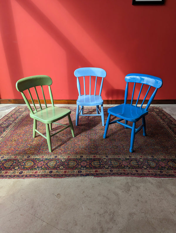 Set of 3 Antique Victorian Painted Child’s Windsor Chairs