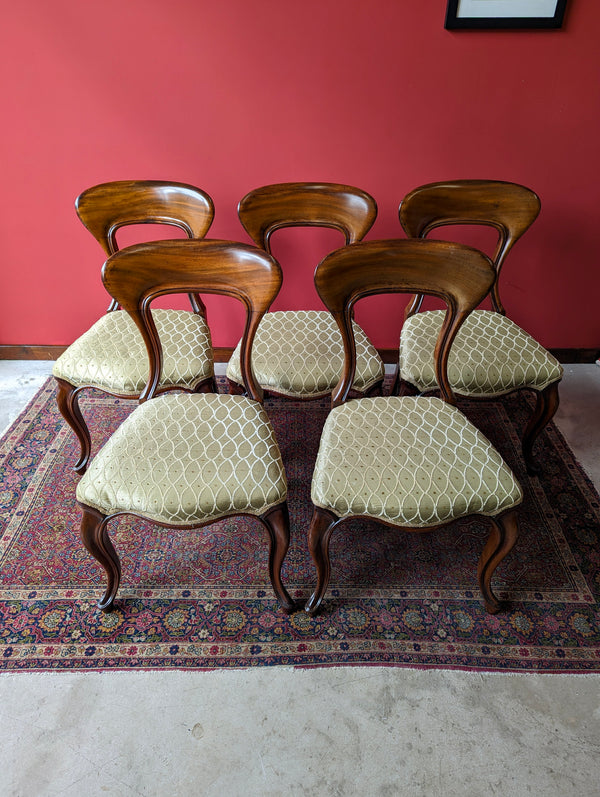 Set of 6 Antique Victorian Mahogany Balloon Back Dining Chairs
