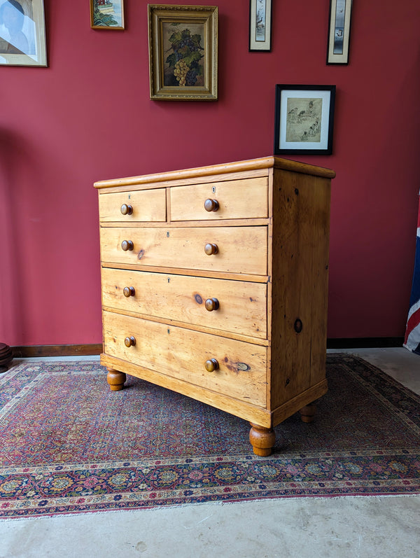 Large Antique Victorian Pine Chest of Drawers