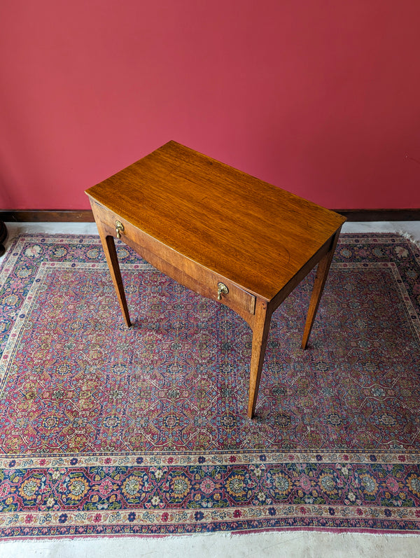 Antique Georgian Oak Bow Front Side Table / Hall Table with Drawer