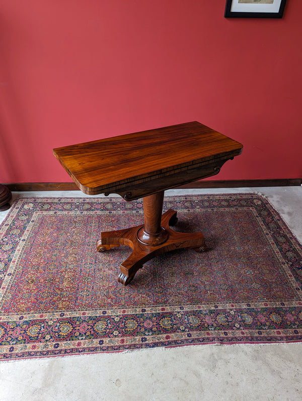 Antique Victorian Rosewood Fold Over Card Table / Games Table