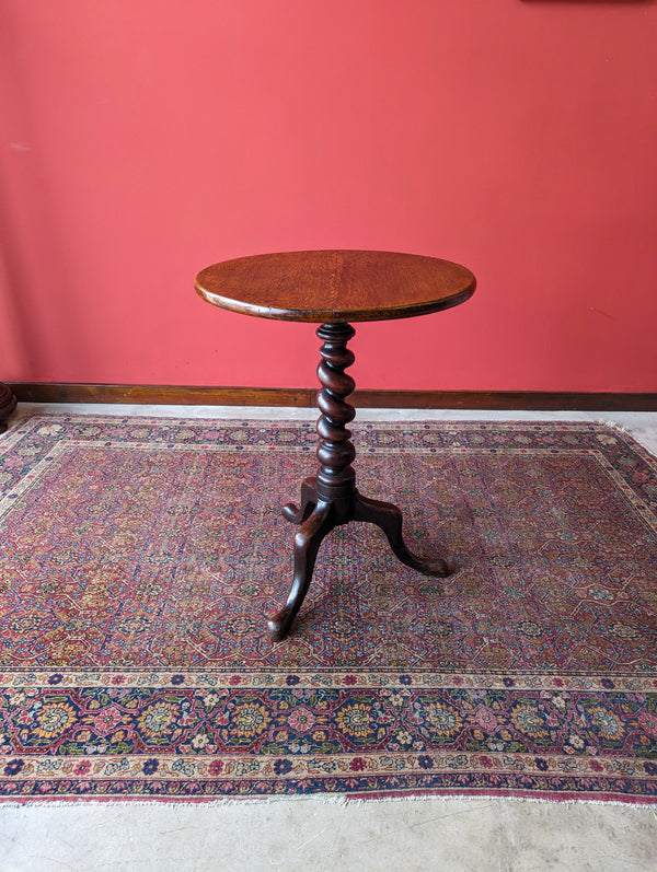 Antique Mid 19th Century Barley Twist Circular Mahogany Side Table