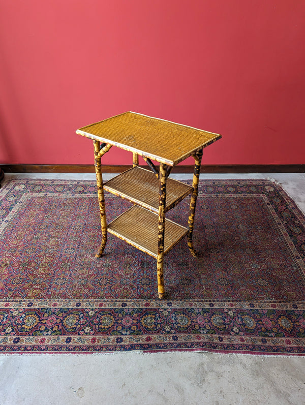 Antique Victorian Bamboo Three Tier Side Table