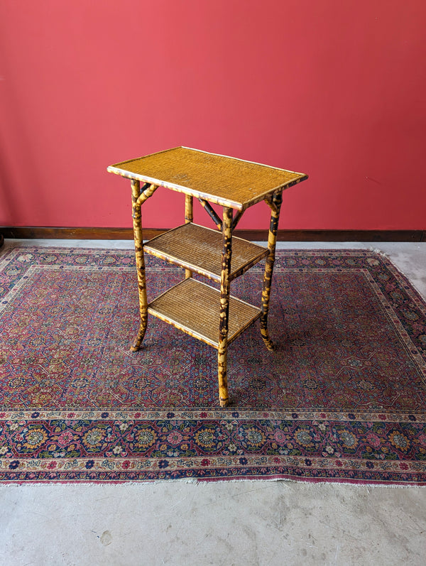 Antique Victorian Bamboo Three Tier Side Table