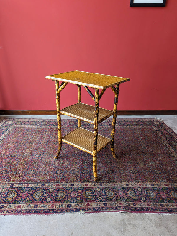 Antique Victorian Bamboo Three Tier Side Table