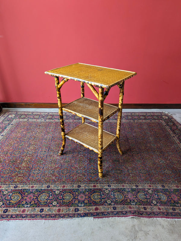 Antique Victorian Bamboo Three Tier Side Table