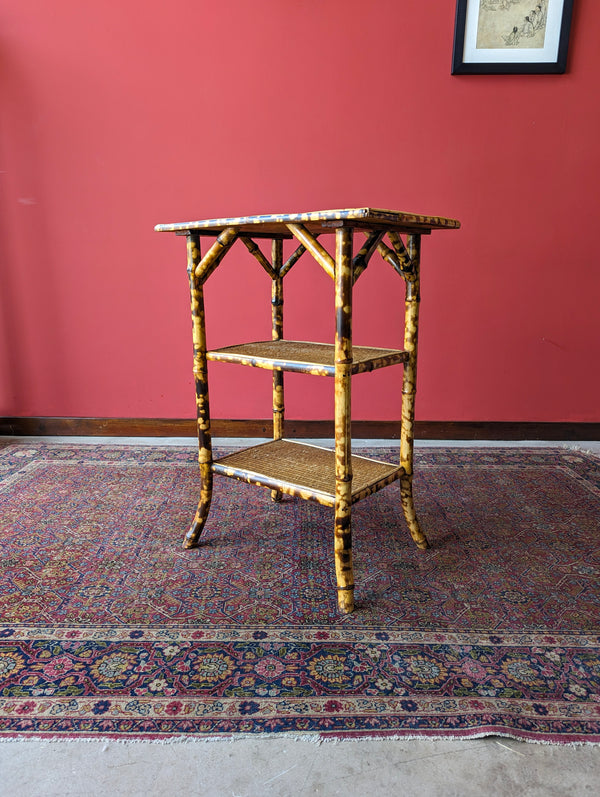 Antique Victorian Bamboo Three Tier Side Table
