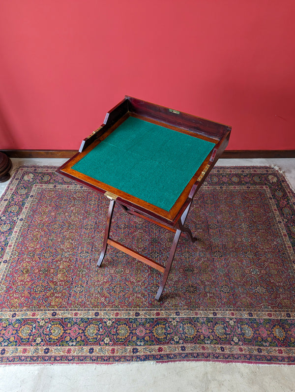 Antique 19th Century Mahogany Folding Campaign Writing Table / Desk