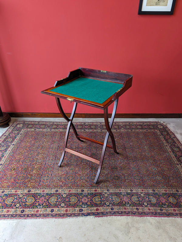 Antique 19th Century Mahogany Folding Campaign Writing Table / Desk