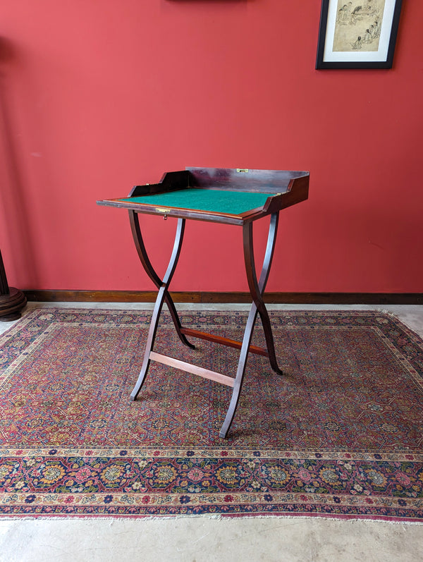 Antique 19th Century Mahogany Folding Campaign Writing Table / Desk