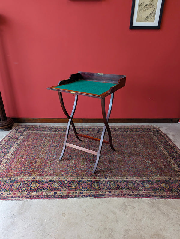 Antique 19th Century Mahogany Folding Campaign Writing Table / Desk