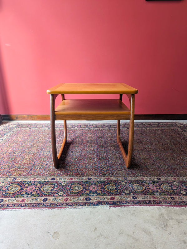 Mid Century Modern Parker Knoll Teak Side Table / Square Cube Coffee Table