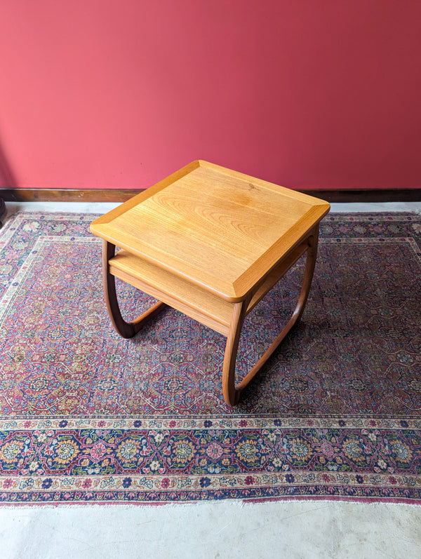 Mid Century Modern Parker Knoll Teak Side Table / Square Cube Coffee Table