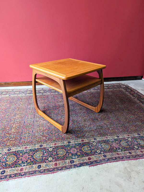 Mid Century Modern Parker Knoll Teak Side Table / Square Cube Coffee Table
