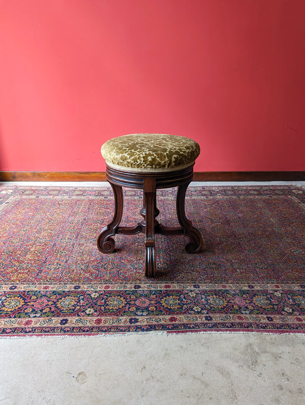 Antique Victorian Walnut Circular Swivel Piano Stool