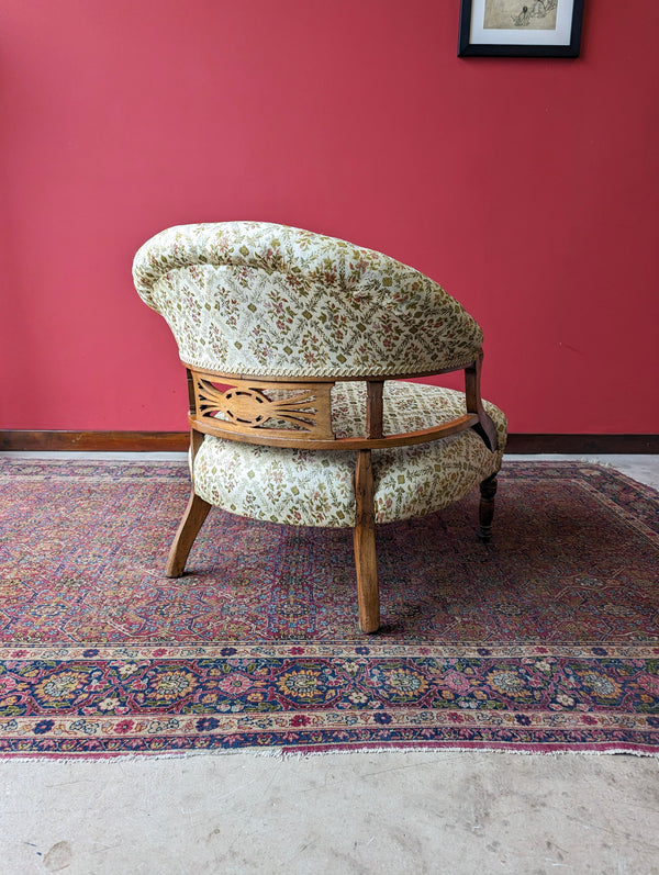 Antique Edwardian Inlaid Mahogany Upholstered Tub Chair