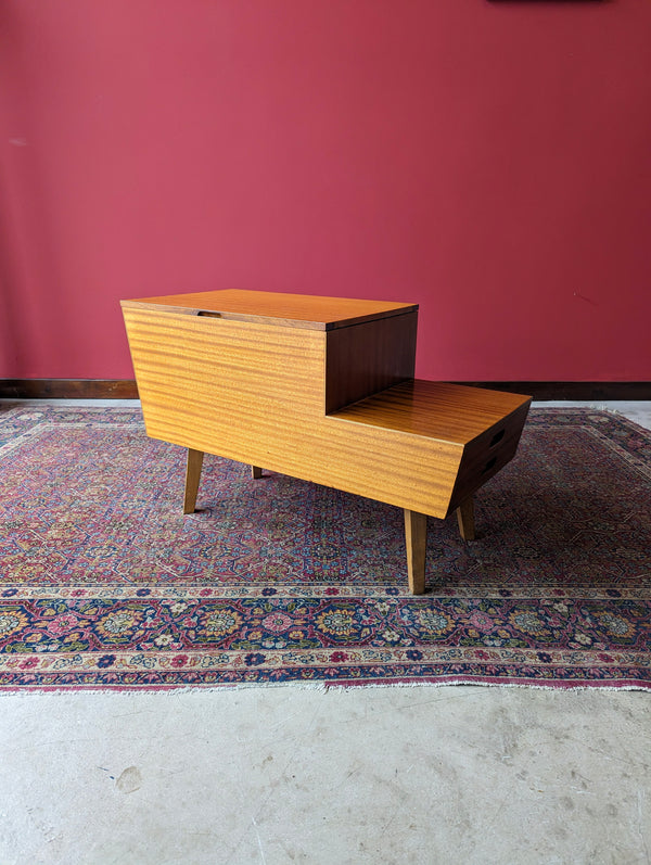 Mid Century Modern Vanson Double Layer Teak Sewing Box / Side Table