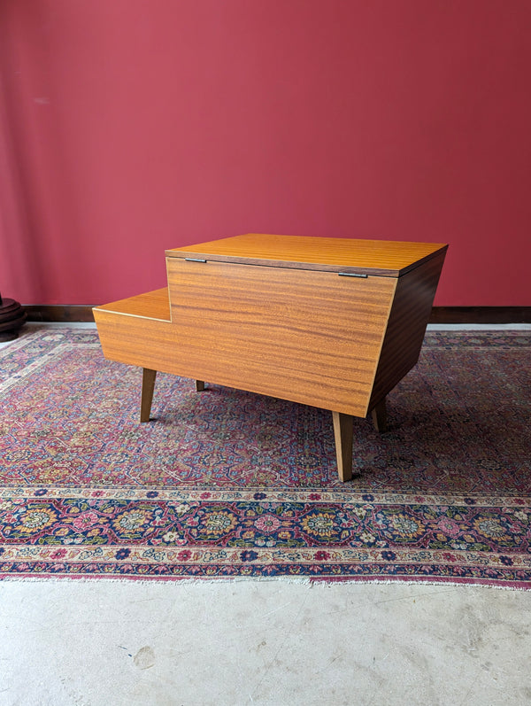 Mid Century Modern Vanson Double Layer Teak Sewing Box / Side Table