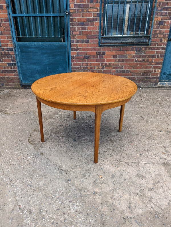 Mid Century Teak Extending Circular Dining Table by Nathan