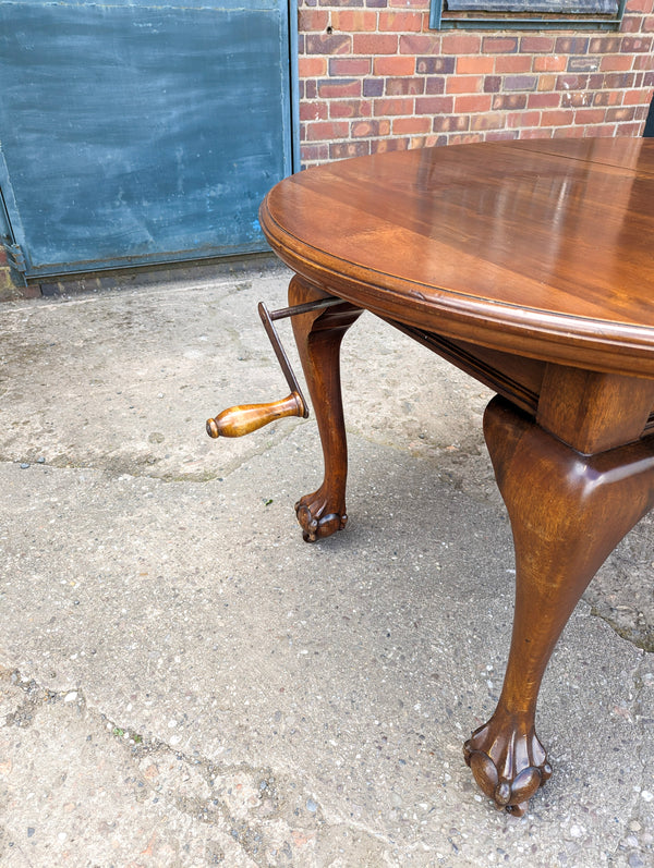 Antique 19th Century Wind Out Mahogany Ball & Claw Dining Table