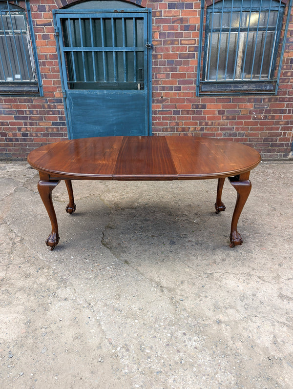 Antique 19th Century Wind Out Mahogany Ball & Claw Dining Table