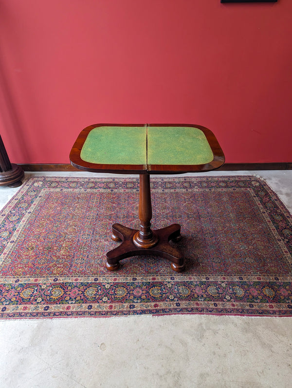 Antique Victorian Mahogany Small Fold Over Card Table / Games Table