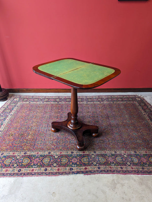 Antique Victorian Mahogany Small Fold Over Card Table / Games Table